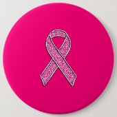 Lebhaftes Chrome Glitzer Stil Rosa Band-Bewusstsei Button (Vorderseite)
