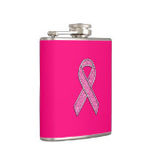 Lebhaftes Chrome Glitzer Stil Rosa Band-Bewusstsei Flachmann (Rechts)