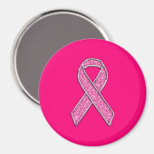 Lebhaftes Chrome Glitzer Stil Rosa Band-Bewusstsei Magnet (Vorderseite/Rückseite)