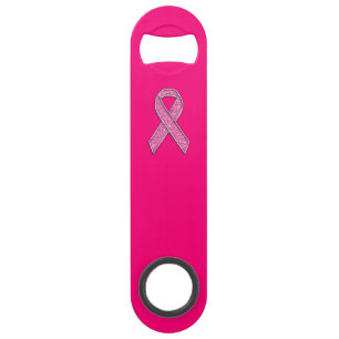 Lebhaftes Chrome-Glitzer-Stil Rosa-Band-Bewusstsei Speed Flaschenöffner