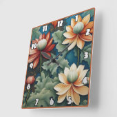 Lebhaftes Chrysanthemum-Design Quadratische Wanduhr (Winkel)