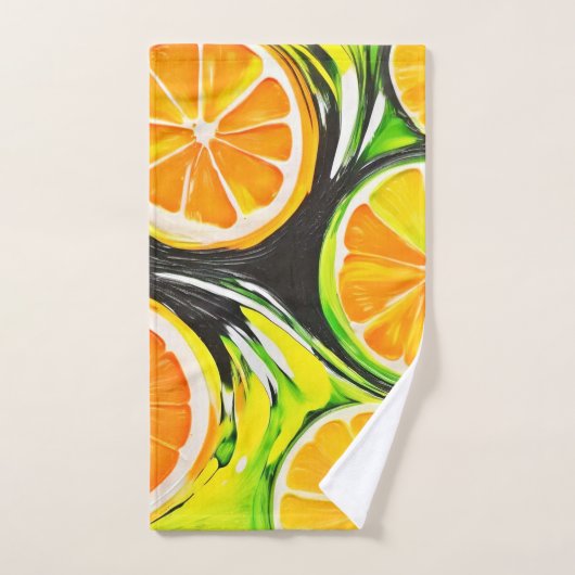 Lebhaftes Citrus-Gemälde Badhandtuch Set (Handtuch)