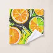 Lebhaftes Citrus-Gemälde Badhandtuch Set (Waschlappen)
