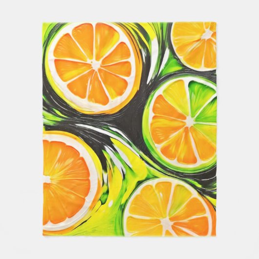 Lebhaftes Citrus-Gemälde Fleecedecke (Vorderseite)