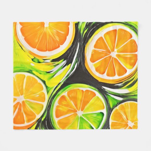 Lebhaftes Citrus-Gemälde Fleecedecke (Vorderseite (Horizontal))