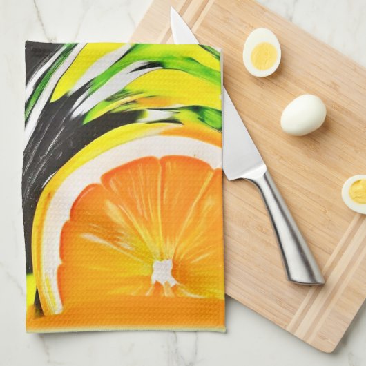 Lebhaftes Citrus-Gemälde Geschirrtuch (Viertel Falte)
