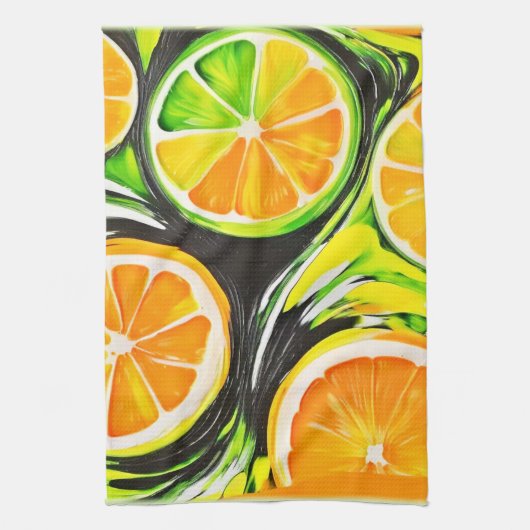 Lebhaftes Citrus-Gemälde Geschirrtuch (Vertikal)