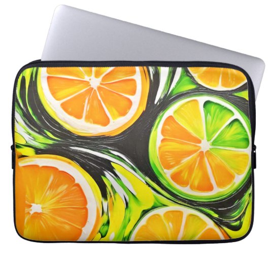 Lebhaftes Citrus-Gemälde Laptopschutzhülle (Vorderseite)