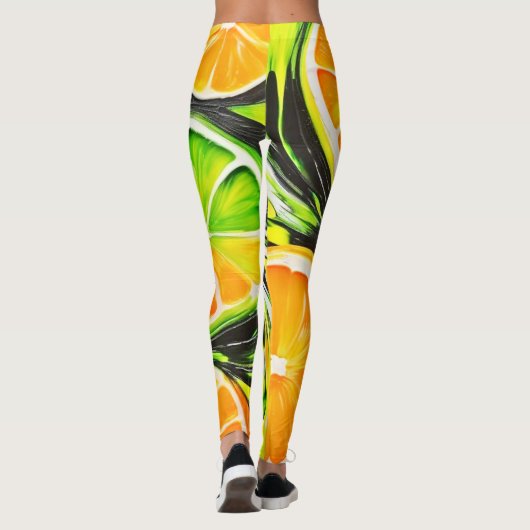 Lebhaftes Citrus-Gemälde Leggings (Rückseite)