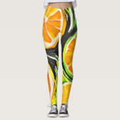 Lebhaftes Citrus-Gemälde Leggings (Vorderseite)