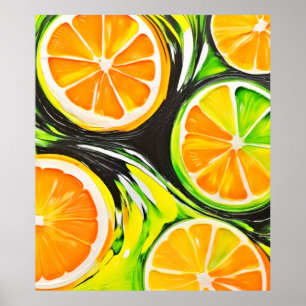 Lebhaftes Citrus-Gemälde Poster