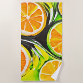 Lebhaftes Citrus-Gemälde Strandtuch (Vorderseite)