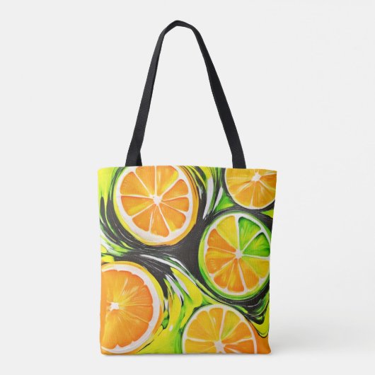 Lebhaftes Citrus-Gemälde Tasche (Rückseite)