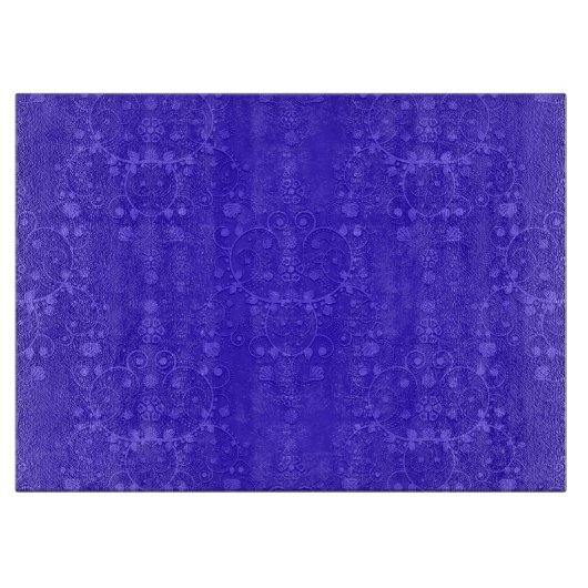 Lebhaftes Cobalt Blue Extravagant Damask Muster Schneidebrett (Vorderseite)