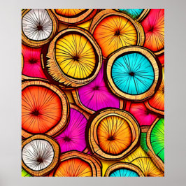 Lebhaftes Coconut Slice Abstract Design Poster