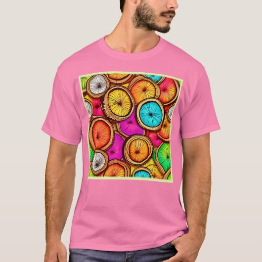 Lebhaftes Coconut Slice Abstract Design T-Shirt (Vorderseite)