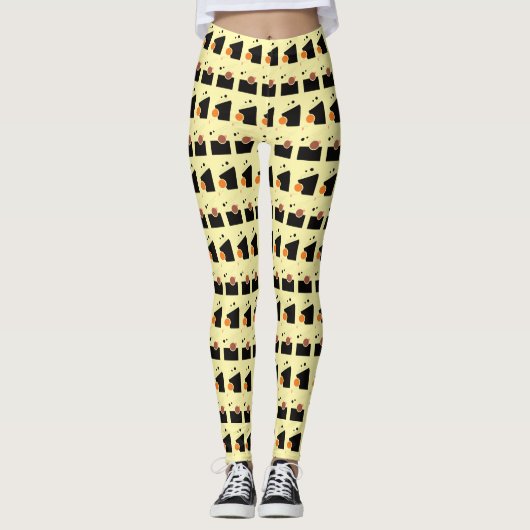 Lebhaftes Cream White Abstrakt Pattern Leggings (Vorderseite)