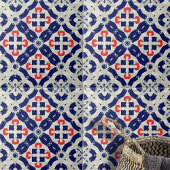 Lebhaftes Cross Mosaik in Navy Blue, Rot und Grau Fliese