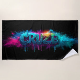 Lebhaftes "Cruze"-Logo mit farbigem Pulver Strandtuch