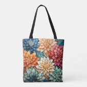 Lebhaftes dahlia florales, farbenfrohes Allover-Mu Tasche (Rückseite)
