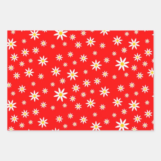 Lebhaftes Daisy Wrapping Paper Sheet Set Geschenkpapier Set (Vorderseite)