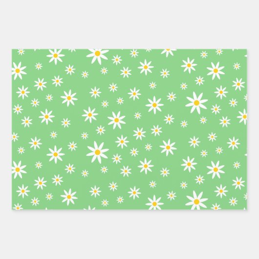 Lebhaftes Daisy Wrapping Paper Sheet Set Geschenkpapier Set (Vorderseite 3)