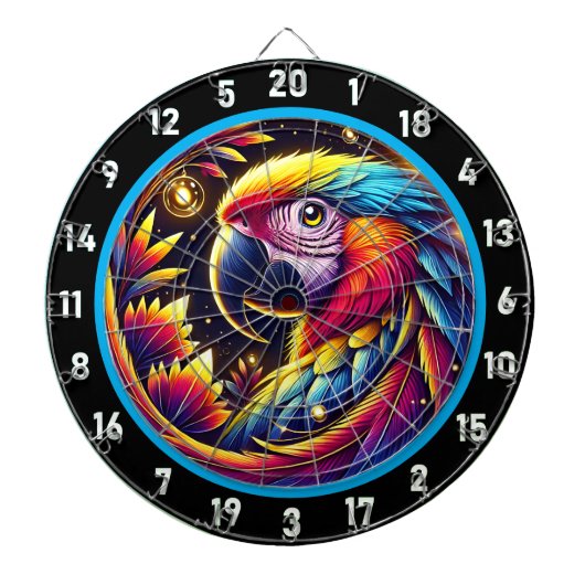 Lebhaftes Dartboard mit tropischem Parrot-Design Dartscheibe (vorne)