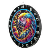 Lebhaftes Dartboard mit tropischem Parrot-Design Dartscheibe (Vorderseite rechts)