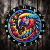 Lebhaftes Dartboard mit tropischem Parrot-Design Dartscheibe
