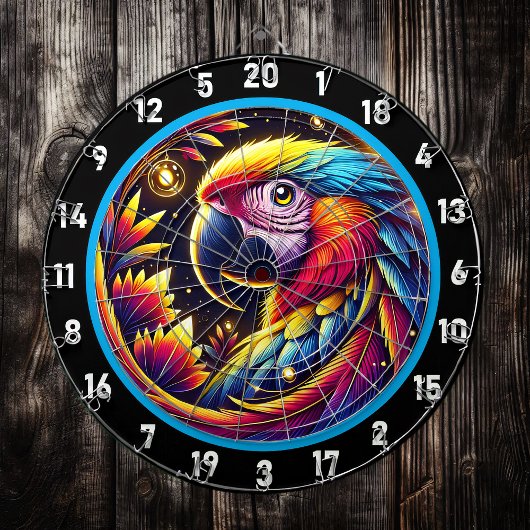 Lebhaftes Dartboard mit tropischem Parrot-Design Dartscheibe