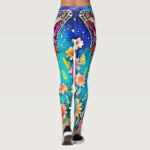 Lebhaftes Design der Blütenschmetterlinge Leggings (Rückseite)