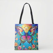 Lebhaftes Design der Blütenschmetterlinge Tasche (Vorderseite)