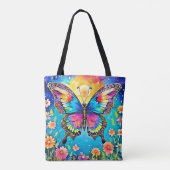 Lebhaftes Design der Blütenschmetterlinge Tasche (Rückseite)