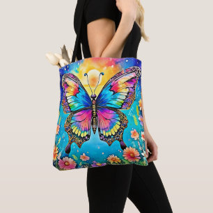Lebhaftes Design der Blütenschmetterlinge Tasche