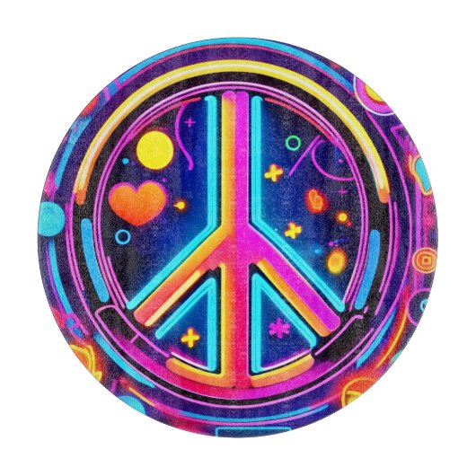 Lebhaftes Design für Friedenszeichen Schneidebrett (Vorderseite)