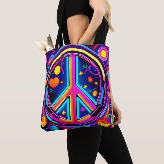 Lebhaftes Design für Friedenszeichen Tasche (Von Nahem)