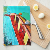 Lebhaftes Design für mediterrane Port Life Geschirrtuch (Viertel Falte)