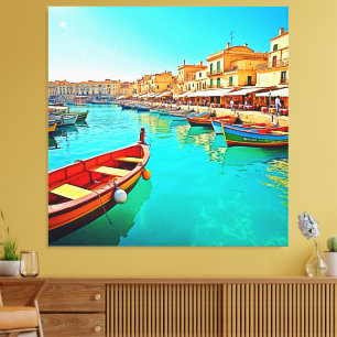 Lebhaftes Design für mediterrane Port Life Leinwanddruck