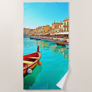 Lebhaftes Design für mediterrane Port Life Strandtuch