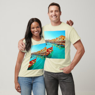 Lebhaftes Design für mediterrane Port Life T-Shirt