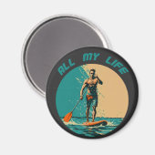 Lebhaftes Design mit Mann auf sup-Paddelbrett Magnet (Vorderseite/Rückseite)