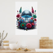 Lebhaftes digitales Disco-Ball-Mushroom Poster (Küche)