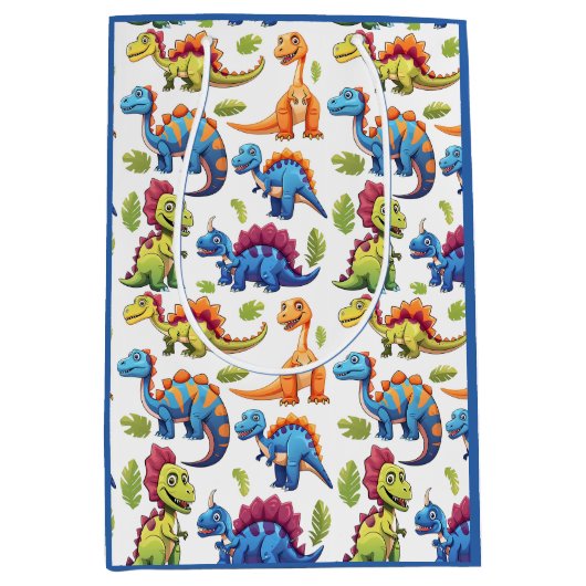 Lebhaftes Dinosaurier-Themed Party Dino-Mite Mittlere Geschenktüte (Vorderseite)
