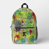 Lebhaftes Doodle-Artwork mit Personalisiertem Init Bedruckter Rucksack (Vorderseite)