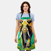 Lebhaftes Dschungel Elephant Scene Design Schürze (Getragen)