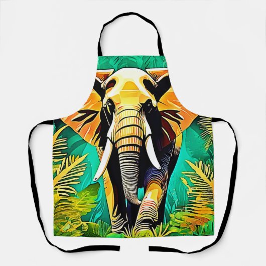 Lebhaftes Dschungel Elephant Scene Design Schürze (Vorderseite)