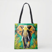 Lebhaftes Dschungel Elephant Scene Design Tasche (Vorderseite)