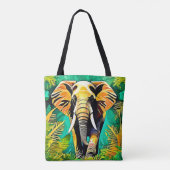 Lebhaftes Dschungel Elephant Scene Design Tasche (Rückseite)