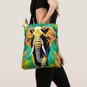 Lebhaftes Dschungel Elephant Scene Design Tasche