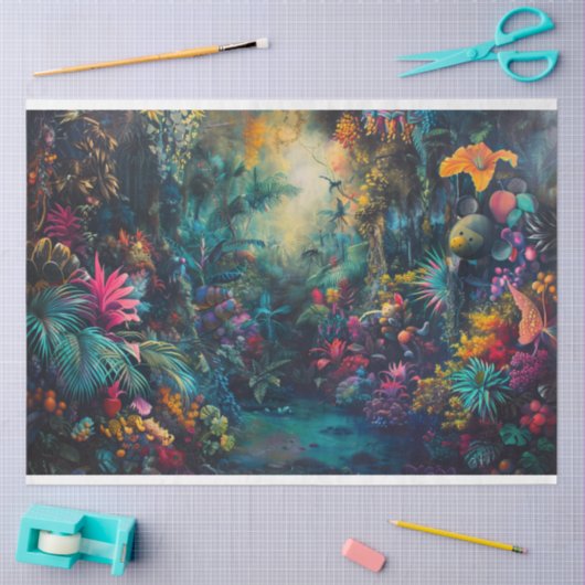 Lebhaftes Dschungel Rhapsody-Hintergrund Seidenpapier (Basteln)